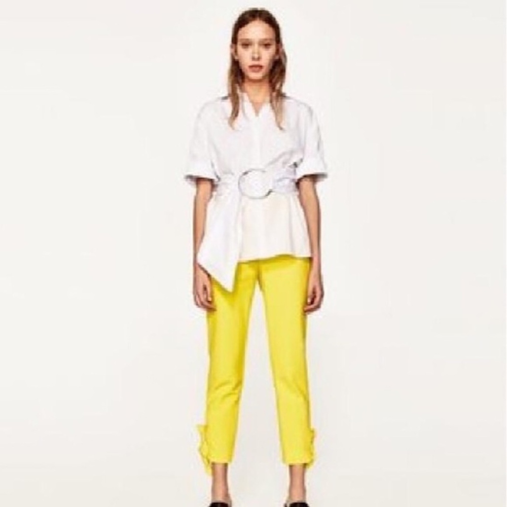 ZARA Bright Yellow Bow Angle Pants